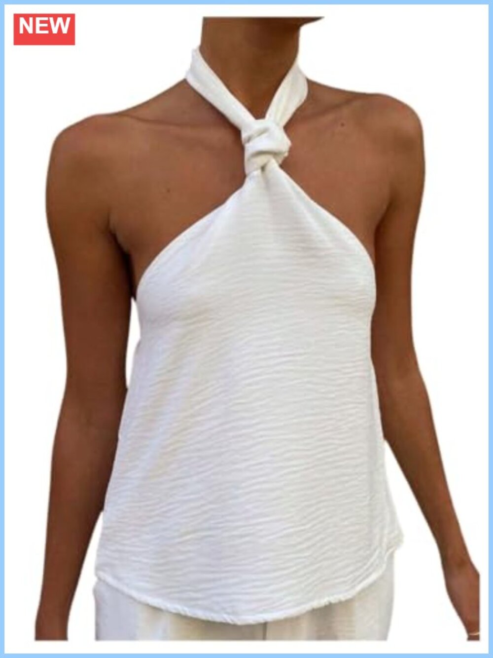 Women's Criss Cross Halter Tank Top Knot Front Tie Back Sleeveless Going Out